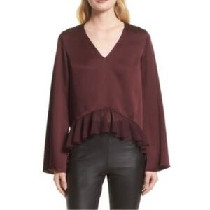 Elizabeth & James Heath‎ Ruffle Hem Top Maroon